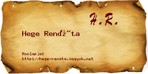 Hege Renáta névjegykártya